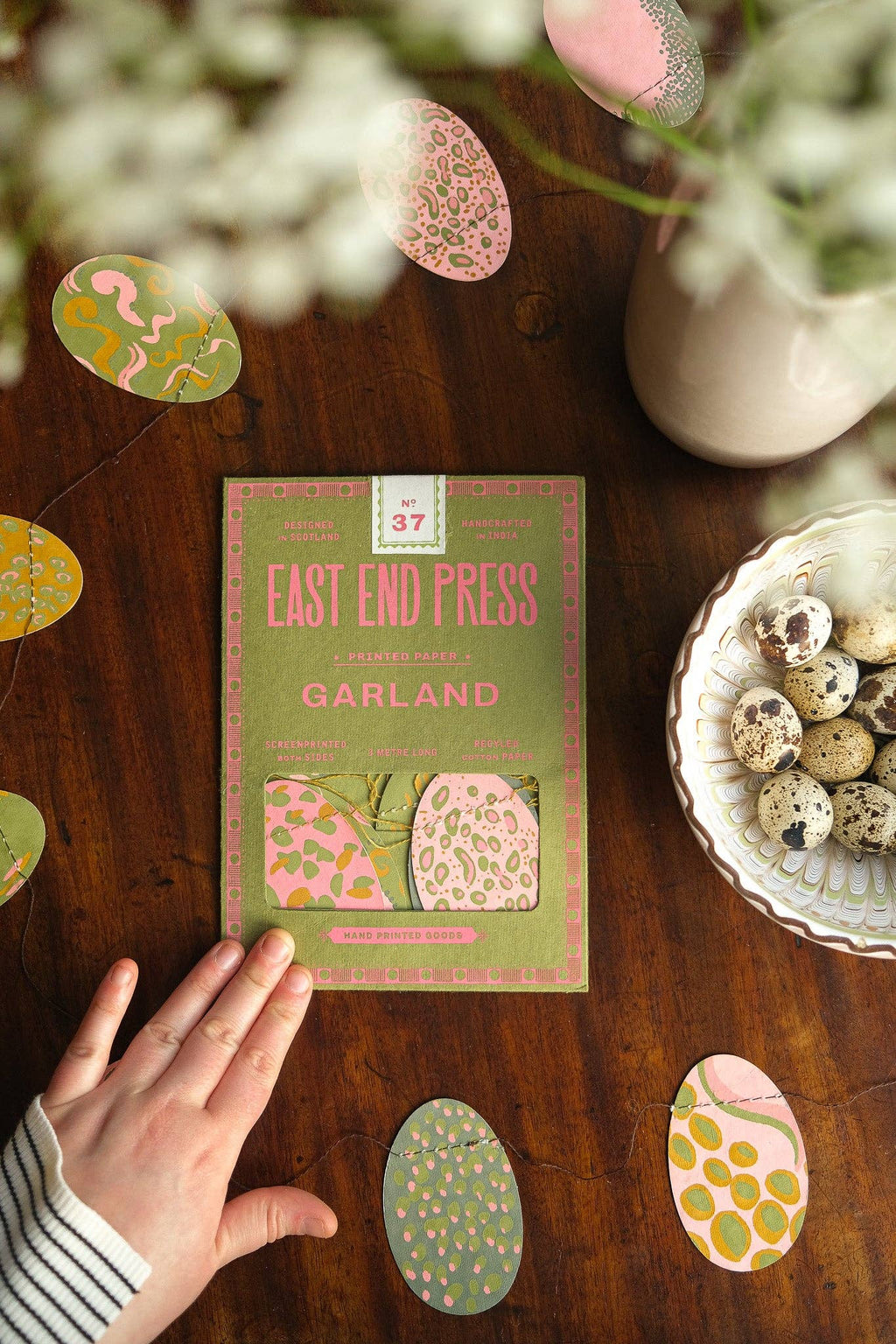 Pink Speckled Eggs Sewn Garland