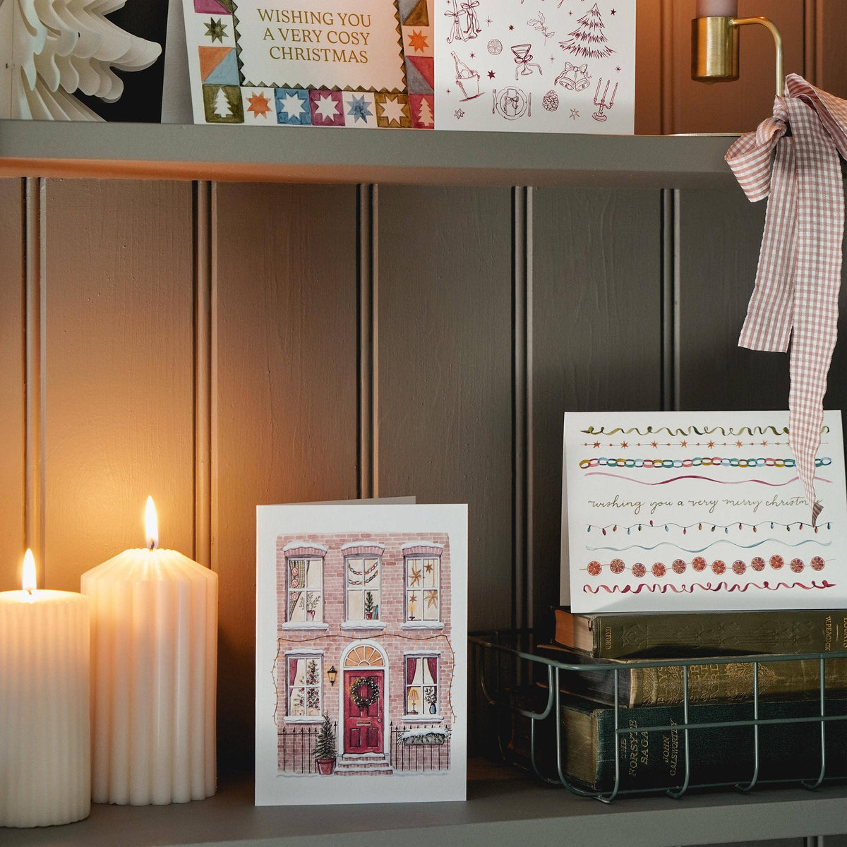 Watercolour Christmas Streamers Card