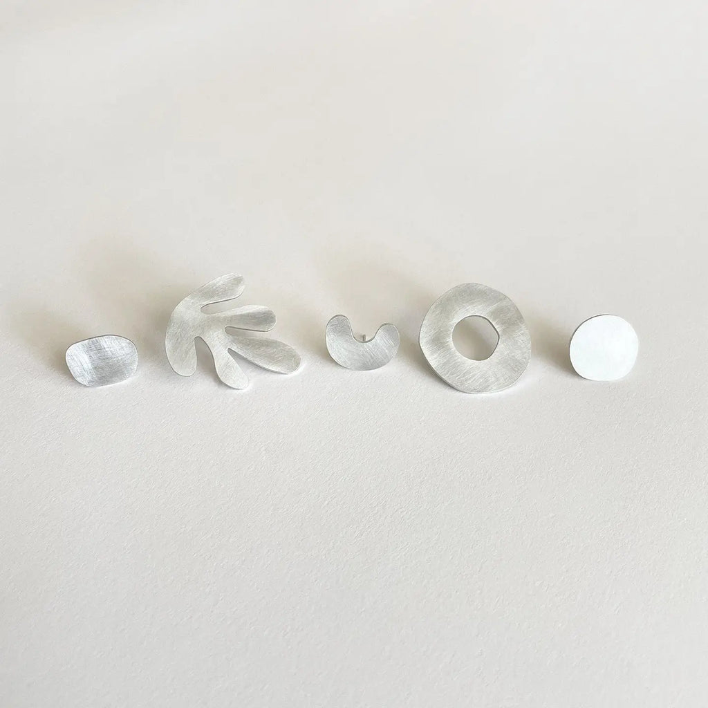 Silver Aluminium Seaweed Earring Set