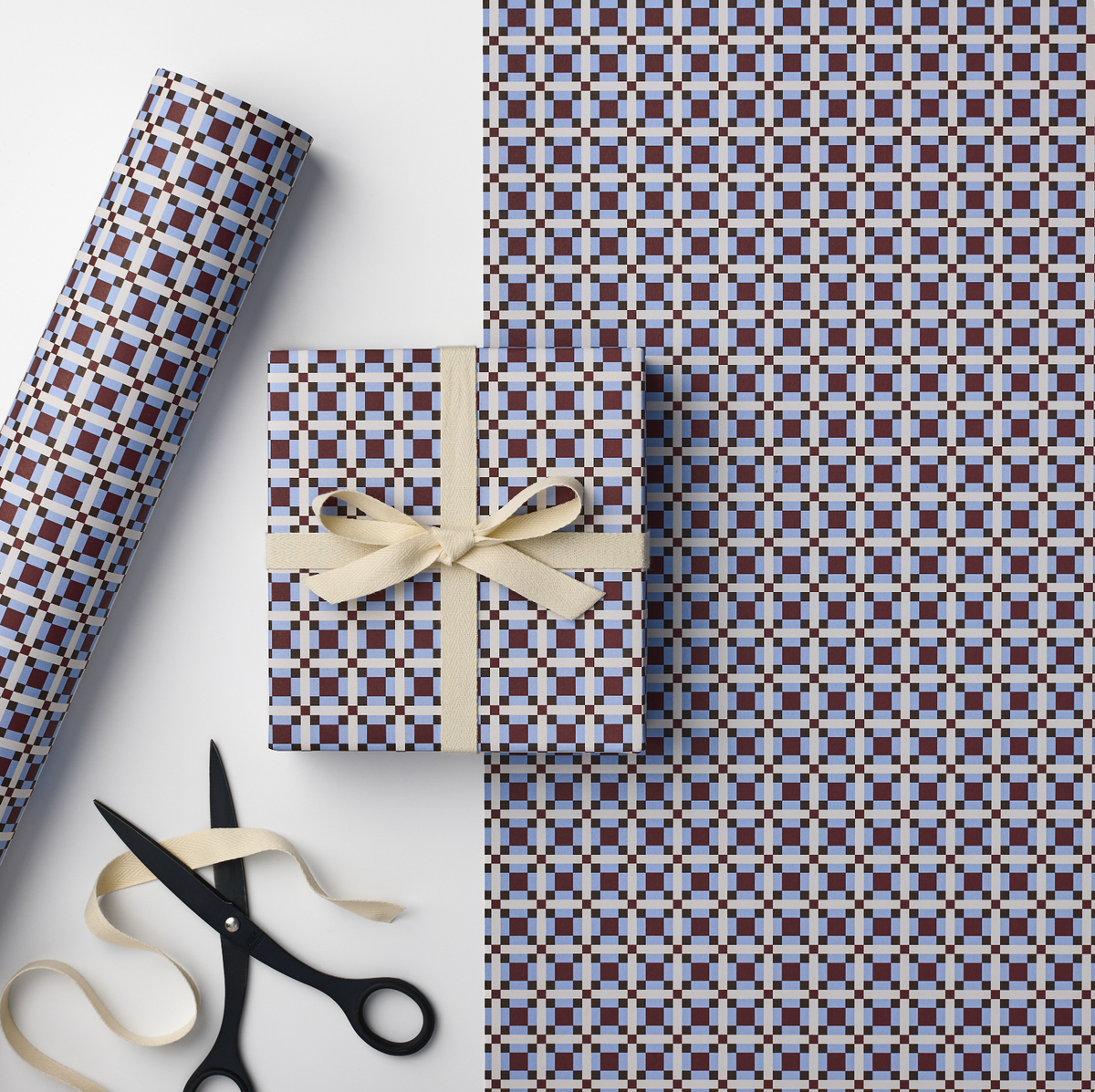Blue & Burgundy Tile Gift Wrap