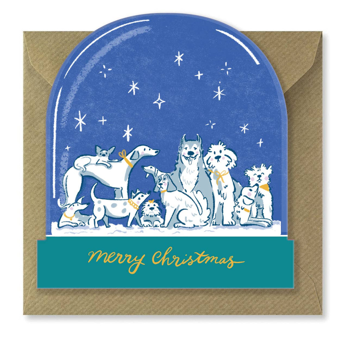 Dog Snow Globe Christmas Card