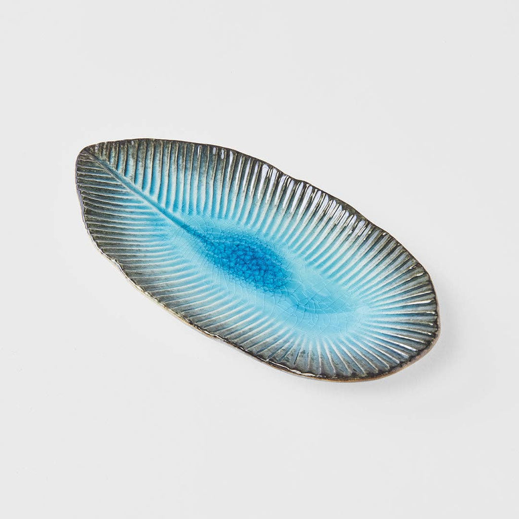 Sky Blue Oval Leaf Plate