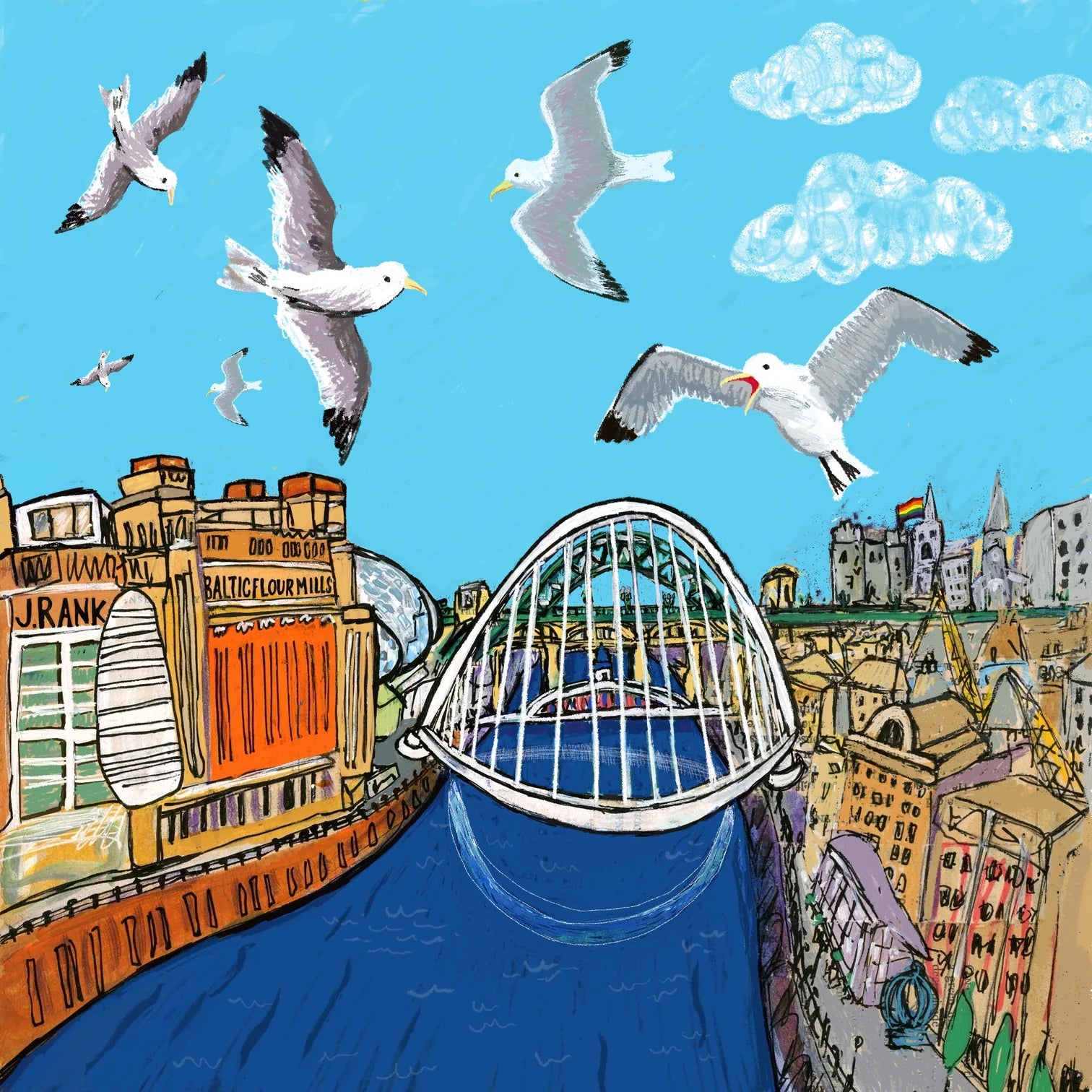 Kittywakes Newcastle Quayside Card
