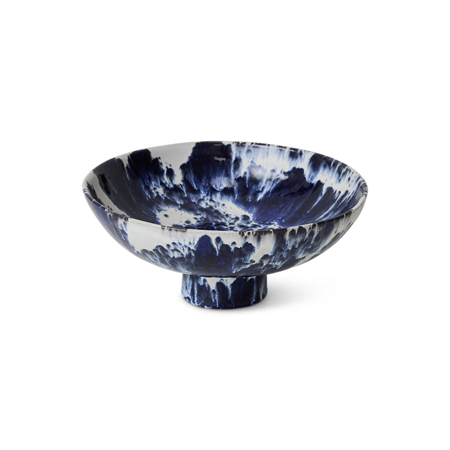 HKLIVING Ceramic Bowl On Base - Indigo
