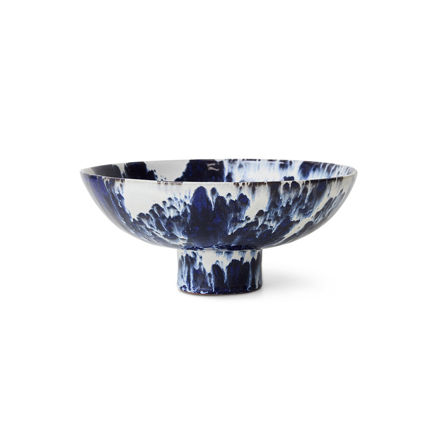 HKLIVING Ceramic Bowl On Base - Indigo
