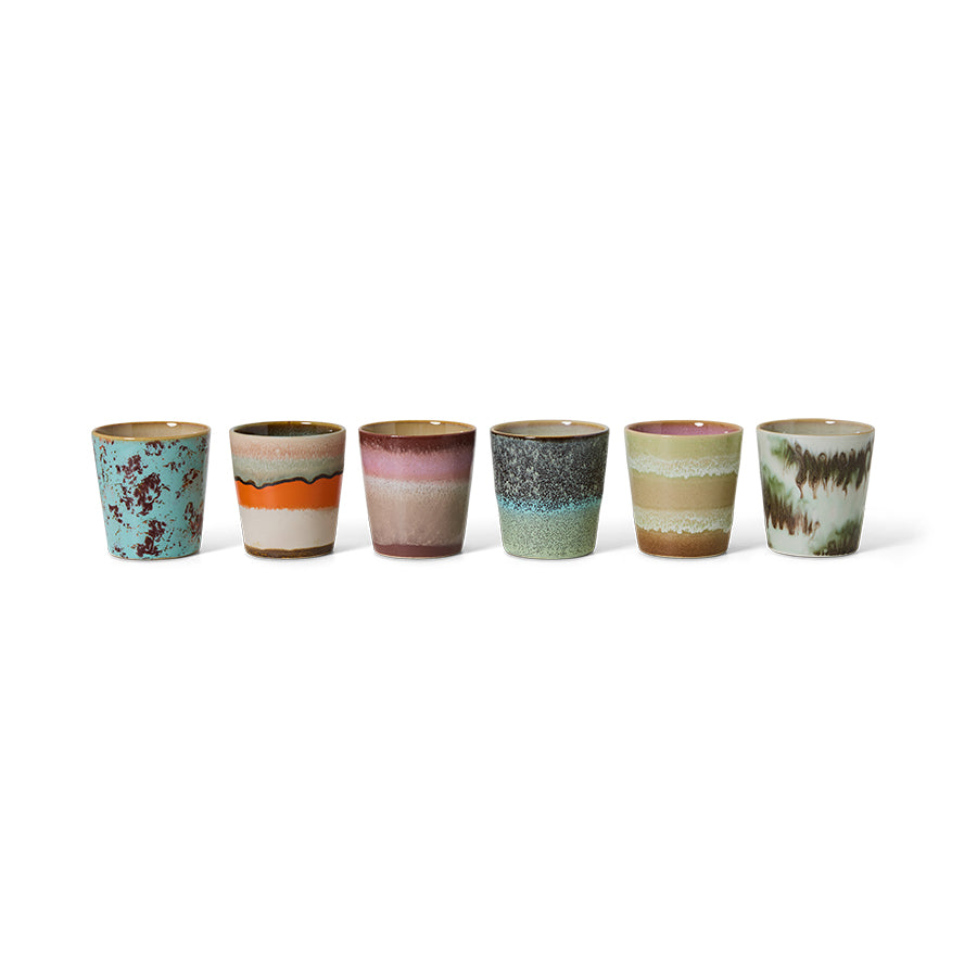 HKLIVING 70s Ceramics Coffee Mugs - Surreal (Set of 6)