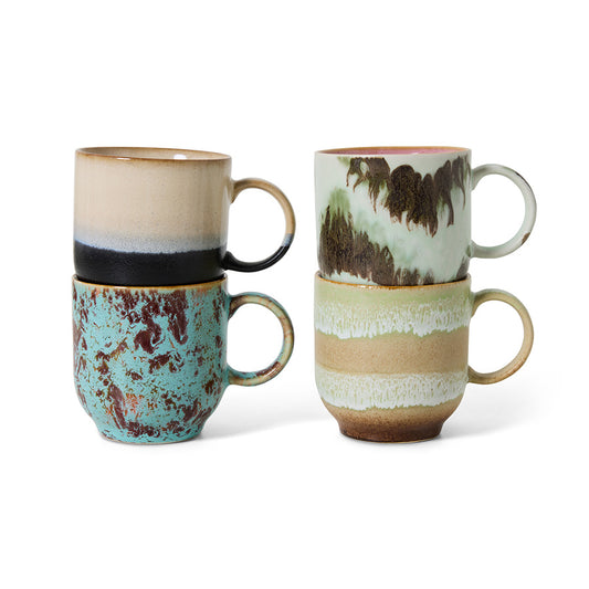HKLIVING 70s Ceramics Cafe Mug Set - Abstract