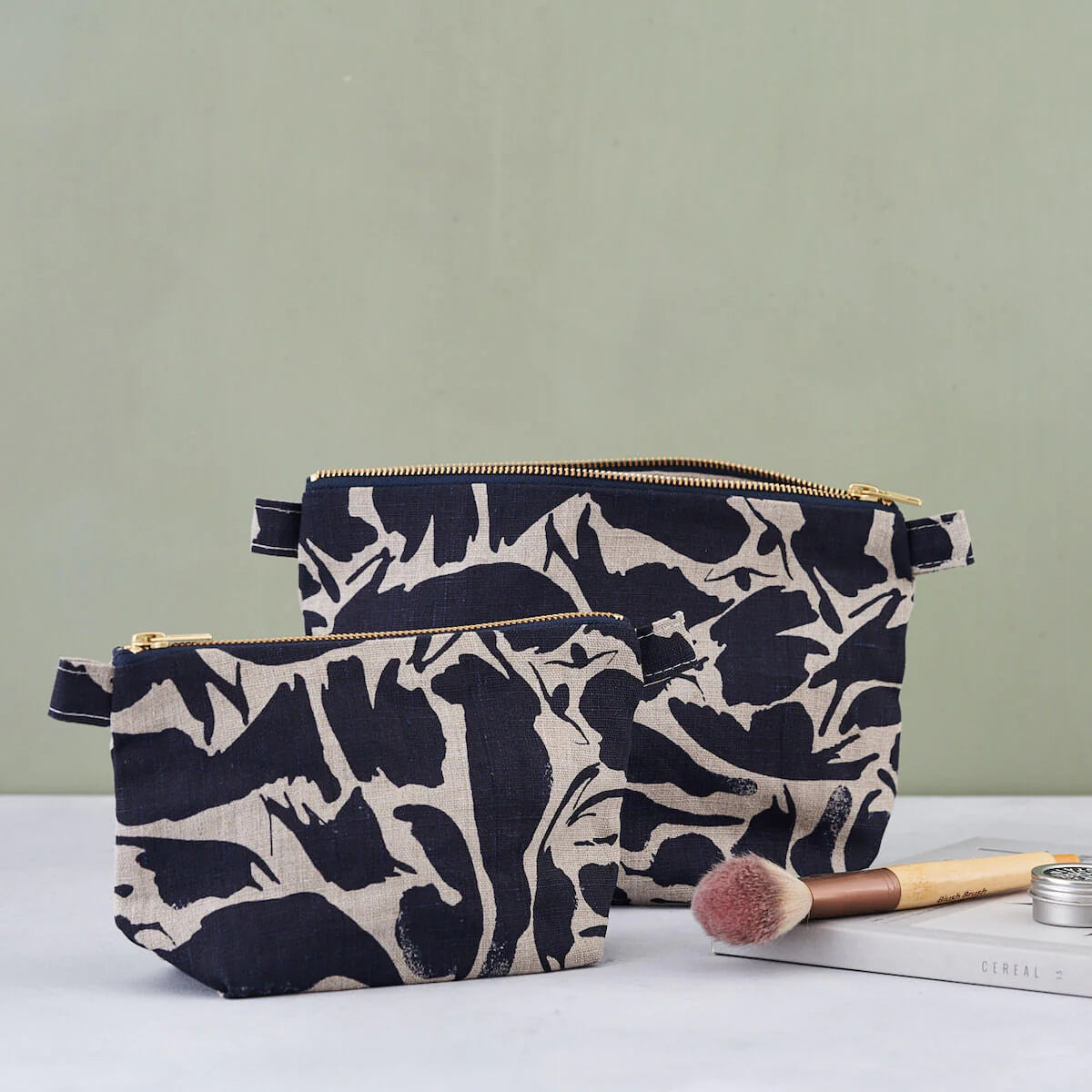Linen Navy Wash Bag