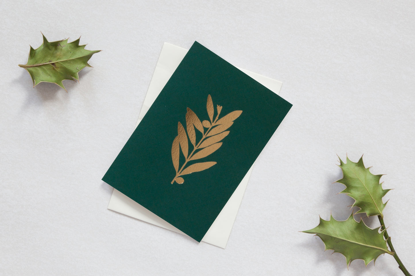 Olive Foiled Brass Card