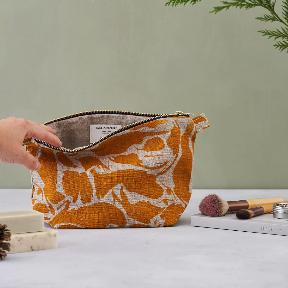 Linen Yellow Wash Bag