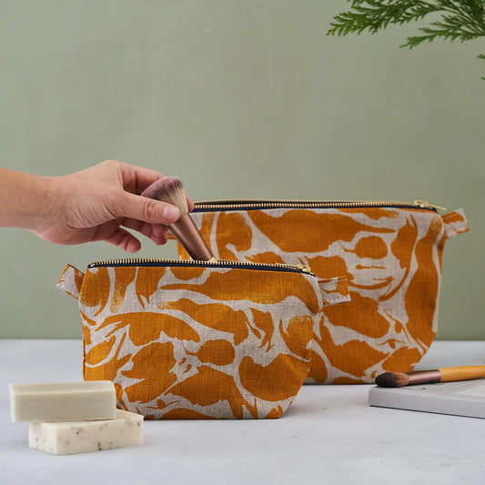 Linen Yellow Wash Bag